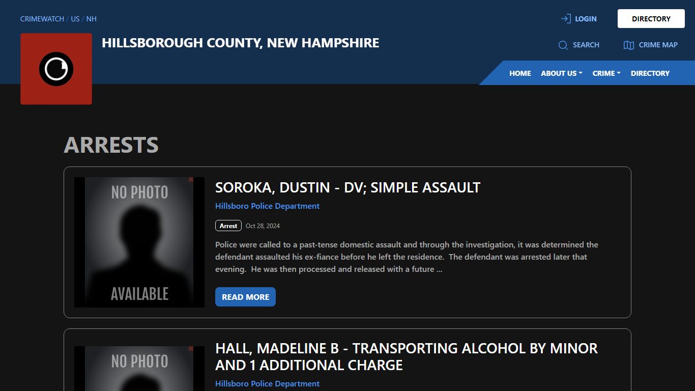 Arrests for Hillsborough County, New Hampshire - CRIMEWATCH